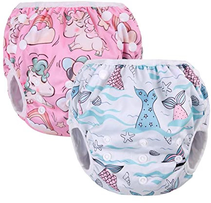 Vicloon Pañales para Nadar para Bebés,2PCS Pañales para Bebés Lavables,Pañales para Nadar para Bebés Reutilizables,Pantalones de Entrenamiento para Pañales para Bebés