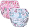Vicloon Baby Schwimmhose(2-teilig),Schwimmwindel wiederverwendbar,Verstellbarer,Waschbar Schwimmwindel für Kleinkinder von 0 bis 3 Jahren -Rosa Einhorn/blauer Meerjungfrauenschwanz