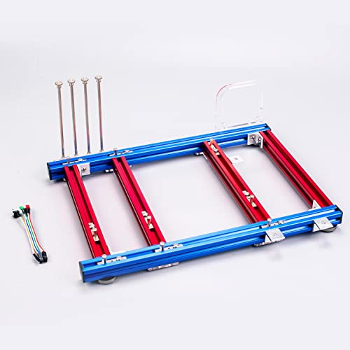 Yunseity DIY MATX Computer Open Air Case, Aluminum Open Frame Computer Case Bracket, PC Test Bench Vertical Motherboard Chassis DIY Kit(Blue Red)