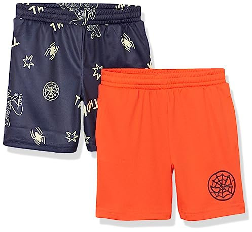 Amazon Essentials Disney | Marvel | Star Wars Jungen Basketball-Gymnastik-Netzshorts, 2er-Pack, Marvel Spider-Man, 9 Jahre