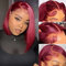Pelucas de encaje frontal de color borgoña 99J de 13 x 4 pulgadas, encaje frontal HD, sin pegamento, peluca corta de cabello humano para mujeres negras, línea capilar natural prearrancada, color rojo