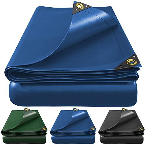 Profi Abdeckplane 650 g/m² Gewebeplane - 10 Jahre Garantie, Massive Schutzplane für Boot, Pool, Wohnwagen, Zeltunterlage, LKW PVC Plane für Camping & Outdoor Garten (blau, 300x400cm - 12m²)
