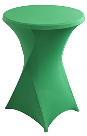 Stretch Stehtisch Hussen Spandex Stehtischhussen (Grün Ø 60-65cm) | Bartische Hochzeit Erstärkung im Fußbereich Rund Tischdecke für Bistrotisch Cocktail-Party Weihnachts Deko