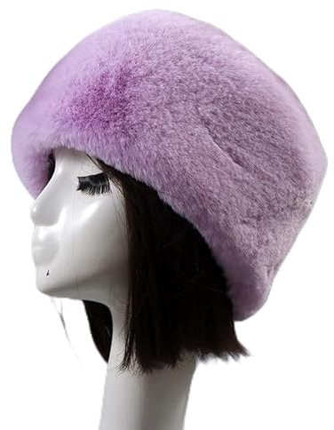 Damen Fellmütze Pelzmütze,Wintermütze Damenmütze Kunstfell Kunstpelz Mütze Klassische russische Kosakenmütze Winddichte Warm Wintermütze Weich Pelz mütze für Reisen, Skifahren, Wandern,Lila