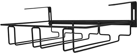Wakects Porta Bicchieri Sospeso Portabicchieri da Parete in Metallo con 3 Binari Supporto per Calice Salvaspazio per Cucina Bar Armadietto Design Moderno 35 X 22,5 Cm