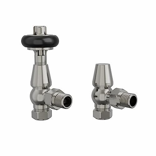 Warmehaus Traditional Angled TRV Thermostatic Radiator Valves Satin Nickel