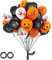 OWill 50 stück Halloween luftballons,10 Zoll Latex luftballons orange weiß und schwarz,halloween deko luftballons mit 2 Rollen schwarzem band,balloons für halloween deko kinder,halloween party