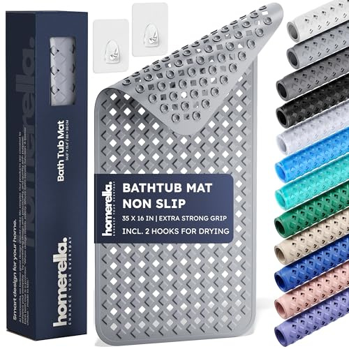 homerella Bathtub Mat Non Slip 35x16 Shower Mat Non Slip Anti Mold BPA Free
