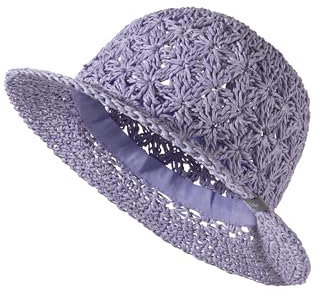 Sterntaler Strohhut Häkeloptik - Mädchenhut mit gehäkeltem Blumenmuster - Sonnenhut Baby schützt den Kopf vor der Sonne - Babyhut schützt den Kopf an heißen Tagen vor der Sonne - blasslila, 45