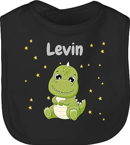 Baby Lätzchen - Süßer Dino Dinosaurier Dinosaurus Dinomotiv - Unisize - Schwarz - personalisierte geschenke tier saurier kinderlatz tieren latz dinosaur babylätze name latzchen dinosaurs