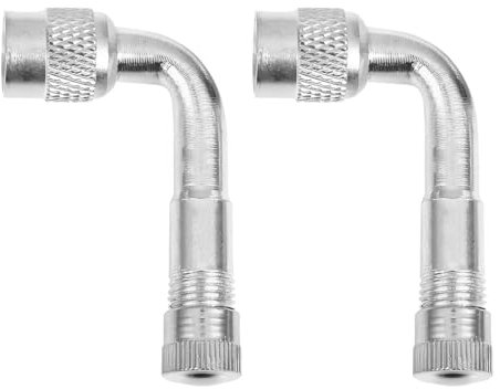 JNNJ 2 Stück Ventilschaft Ventiladapter, Air Reifen Ventil Ventilschaft mit Verlängerung Adapter, Ventilschaft Reifenventilverlängerung für KFZ, LKW, Motorrad(Silber/90)