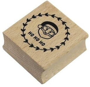 Artoz Stempel – Holzstempel – „Weihnachtsmann Ho Ho Ho“ – 40 x 40 mm – Motivstempel zum Kartenbasteln für Weihnachten, Einladungen, Grüße