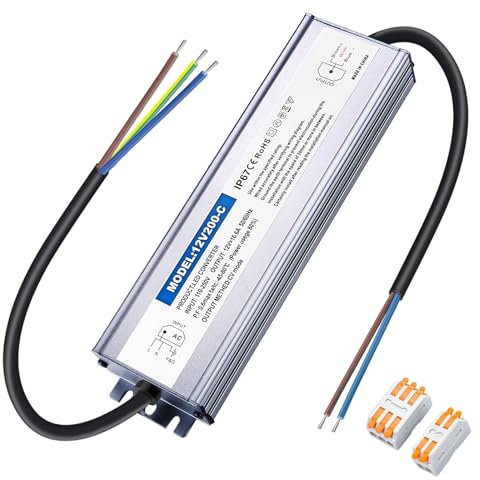 Karyoosi LED Trafo 230V auf 12V Led Transformator 200W 16.6A, Wasserdichtes IP67 LED Netzteil Für LED-Beleuchtung im Innen- und Außenbereich