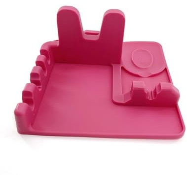 Silikon-Löffelablage mit Deckelhalter, Utensilienhalter für Spatel, Zange, Schöpflöffel, Platzierung für Herd, Küchentheke - Multifunktions-Küchenhelfer (Rosa)