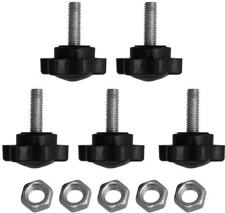 Yibuy 5Piececs Clamping Screw Knob Star Shape M5x16mm Hardware for Music Stand Black