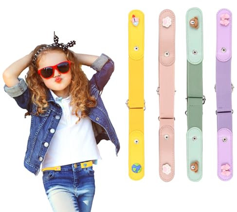 4 Stück Verstellbarer Gürtel für Kinder - Elastischer Stretchgürtel Ohne Schnalle, Einstellbar für 3-12 Jahre