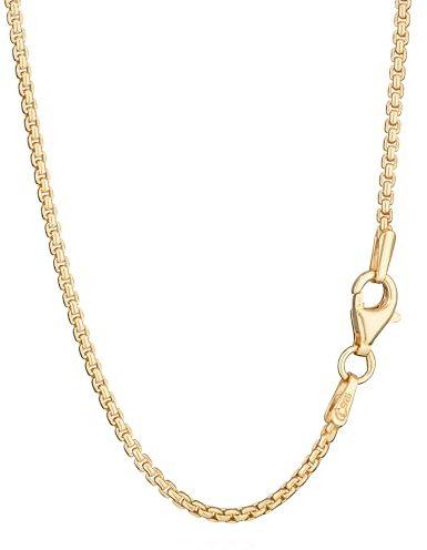NKlaus 42-50cm Halskette Ankerkette oval gedrückt 925 Silber Gelbgold vergoldet 1,4mm breit Silberkette