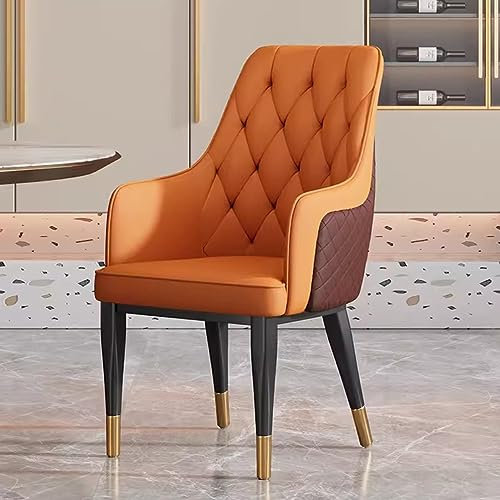 Küchen- und Esszimmerstühle, moderner Pu-Lederstuhl aus der Mitte des Jahrhunderts, gepolsterte Esszimmerstühle mit Nailhead-Stütze mit hoher Rückenlehne, Armlehnen-Relax, Lounge-Beistellstuhl/K-