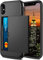 XYZNTMF for iPhone XR Case iPhone XR Shockproof Case with Card Holder Soft Silicone Bumper Matte Hard PC Shell Heavy Duty Protective Skin Cover Armor Rubber iPhone XR Phone Case, Black