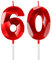 Red 60th Birthday Candles for Cake, Number 60 Candle for 60th Birthday Decorations, 3D Design Cake Topper Decor for Boy Girl Women Men Birthday Theme Party Weddings Anniversary Celebration Supplies