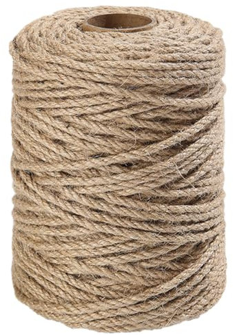 Vanhench Cuerda de yute de 4 mm x 120 pies (36,6 m), cuerda de yute para manualidades, jardinería, plantas, envoltura de regalos, artes y manualidades, decoración artística, material de embalaje,