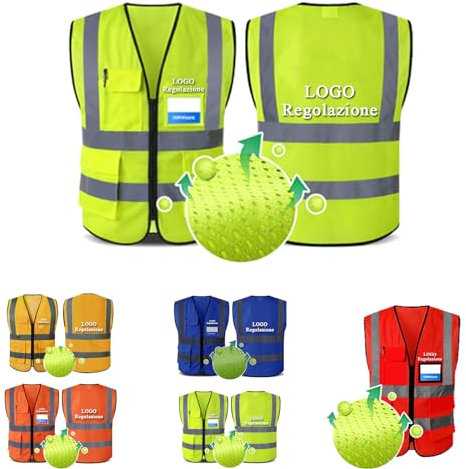 BeNsil Personalisierte Warnweste selbst,Personalisierte Bedruckbare Warnweste mit Text oder Mehrfarbigem Logo und Mehreren Taschen,Bedruckt mit Namen, Text, Bild, Logo der Firm