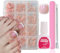 Maggidea French False Nails Kit for Toe, 240Pcs Fake Toenails French Tip Pink Glitter Press On Nails Kit Glossy with Glue on Nails for Girls Women Home DIY (French-Aurora Glitter)