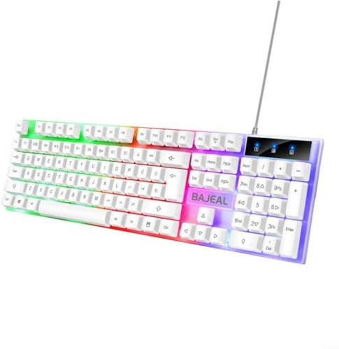 BlissfulAbode Wired Gaming Keyboard,7 Color Backlit Mechanical Gaming Keyboard 104 Keys for Computer - Professional Gaming(White)