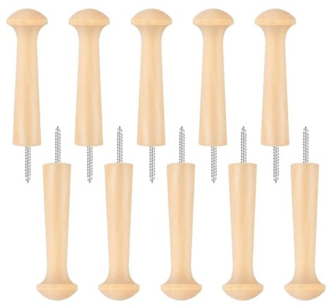 Joselin Pack of 10 Shaker Nails, Screw in Wooden Hook Shaker Nails, 3.7 Wood Hook Nails, Untreated Shaker Nails for Hanging