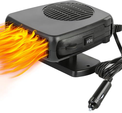 Leaflai Car Heater, 12V Portable Heater Fan 150W Anti-Fog Car Defogger With Plug-in Cigarrete Lighter, 2-in-1 Heating/Cooling Windscreen Heater Fan