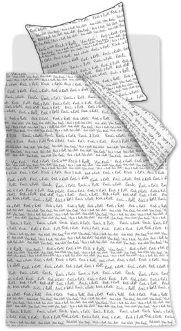 vtwonen Rock&Roll bettwäsche-Set 2 TLG. - 135x200 - Schwarz - Baumwolle - mit Reißverschluss