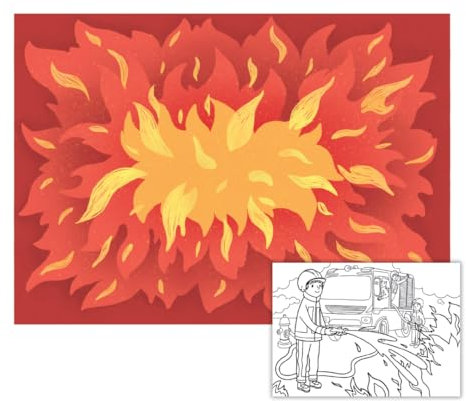 10 Stück Tischsets zum Ausmalen für den Feuerwehr Geburtstag - Kindergeburtstag Tischdeko - produziert in der EU - hochwertiges Papier - Platzsets zum Ausmalen - Geburtstag (Feuerwehr)