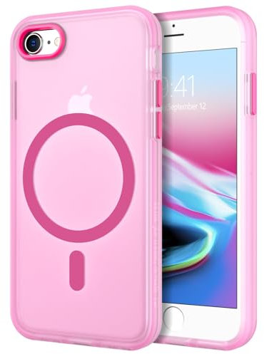 VENINGO Coque pour iPhone 7/8/SE(2020)/SE(2022) Compatible avec MagSafe, Antichoc, Antidérapant, Anti-Empreintes digitales, Translucide Rose