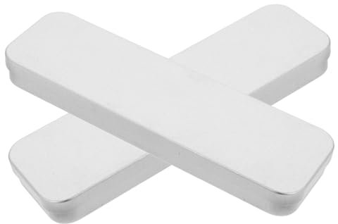 Operitacx 2pcs Silver Tinplate Pencil Case Stationery Organizer Multi-functional Metal Pen Box Sturdy Tool Storage Suitable for School and Office