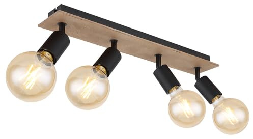 Ceiling Light Ceiling Spotlight Dining Room Lamp Living Room Lamp Hallway Light Metal Wood Brown Black 4 Bulbs Movable L 49 cm