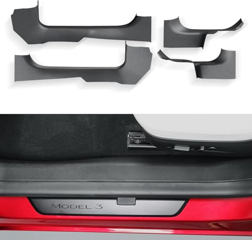 PUOENI 4 PCS Anti-Scratch Door Entry Guard Scuff Accessories for Tesla Model 3 2024-2025, Black Rubber, Inside, Bolt-On, Peel & Stick