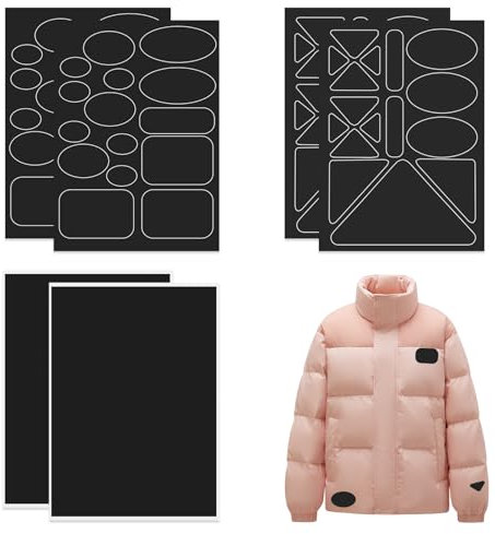 6 Stück Daunenjacke Patches, Selbstklebende Reparaturflicken für Daunenjacken, Wasserdichte Reißfeste Nylonpatches zum Flicken von Löchern in Kleidung Zelten Schlafsäckenr(Schwarz)