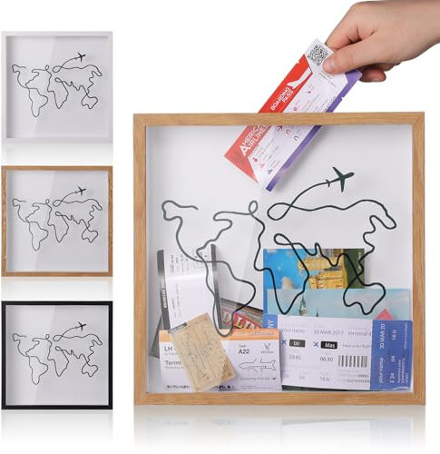 MUXIUNT Scatola per ricordi di viaggi e avventure, 20,3 e 30,5 cm, per concerti e biglietti di viaggio, caricamento dall'alto, con fessura sulla parte superiore, scatola regalo da viaggio Life in a