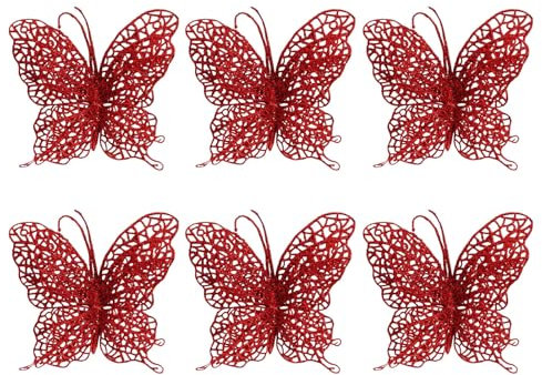 Adorno de mariposa de lentejuelas navideñas - Adornos de mariposa para árbol de Navidad, Adorno de mariposa con lentejuelas | Pinzas de mariposa con purpurina brillante, pinza de mariposa artificial