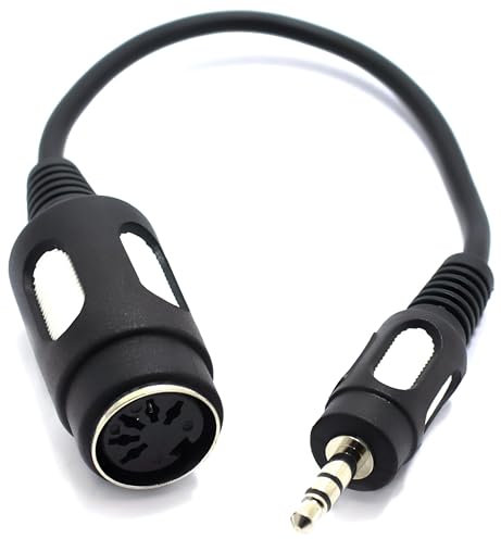 VITALCO DIN Klinke Audio Adapter DIN 5 Pol Buchse auf 3,5mm TRS Stereo Klinke Stecker Männlich auf Weiblich 5-Polig 5 Poliger
