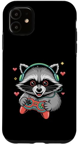 Funny Raccoon Video Game Boy Humor Fun Gamer Pixel Art Case for iPhone 11