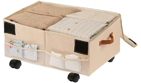 Aufbewahrungsbox mit Rädern – Under Bed Storage Rolling | 57 x 43 x 31 cm Space-Saving Vehicle Moving Box | Thickened Organizer Boxen mit Rädern für Auto, Camping, Reisen, College, Workplace, Garage