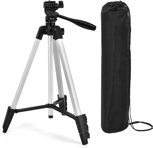 Xincere Treppiede in alluminio leggero da 137 cm con livella a bolla, piastra a sgancio rapido con montaggio a vite da 1/4-20 per dispositivo di livellamento della linea laser