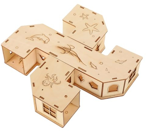 WEKAMOS Hamster Tunnel Natürlichem Holz Sicheres Versteck und Labyrinth für Kleine Haustiere Beißfestes Kleintier Hamster Mäuse Zwerghamster und Chinchillas