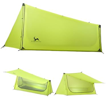 TOMOUNT Ultralight Bivy Tent 15D Nylon Trekking Pole Tent for one Person,Lightweight Backpacking Tent,Waterproof Windproof Tents for Climbing,Camping,Hiking,Trekking