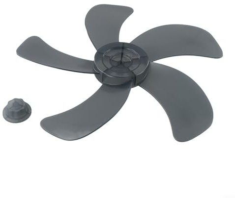 16 Inch Fan Blades, 5- Upgraded Replacement Set for Floor and Table Fans, Grey Plastic Fan Assembly