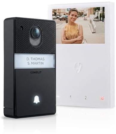 Comelit Kit Videocitofono 2 Fili con Monitor 4,3 per Casa | Sistema completo con memoria immagini, pulsante apriporta e pulsantiera resistente alla pioggia