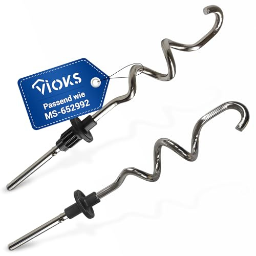 VIOKS 2x Knethaken Handmixer Ersatz für Krups MS-652992 Rührstäbe | Aufsätze Ruehrhaken, für Krups 3 Mix 7000 & 9000 F608 GN9101 GN9121 Mixer Handrührer