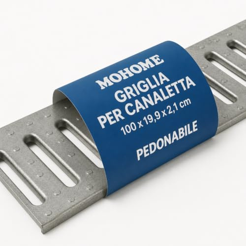 MOHOME Griglia Zincata per Canaletta A15 Calpestabile 100 x 19,9 x 2,1 cm Scolo Drenaggio Acque Pedonabile Uso Domestico Professionale