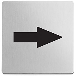 ZACK 50716 INDICI Hinweisschild Pfeil, Edelstahl matt